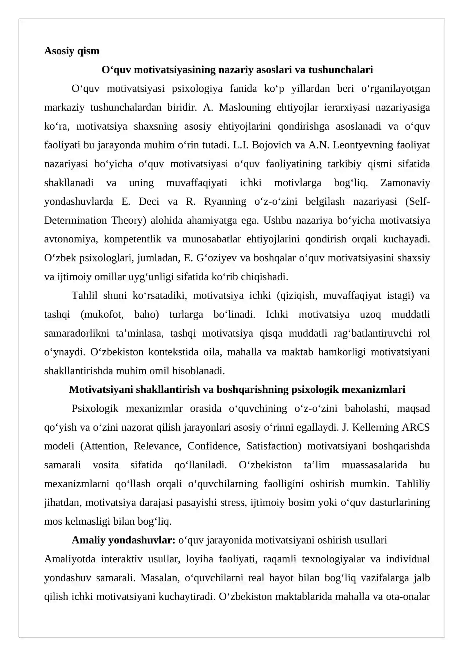 a'lim jarayonida oʻquv motivatsiyasi va uni boshqarish muammosi maqola 3