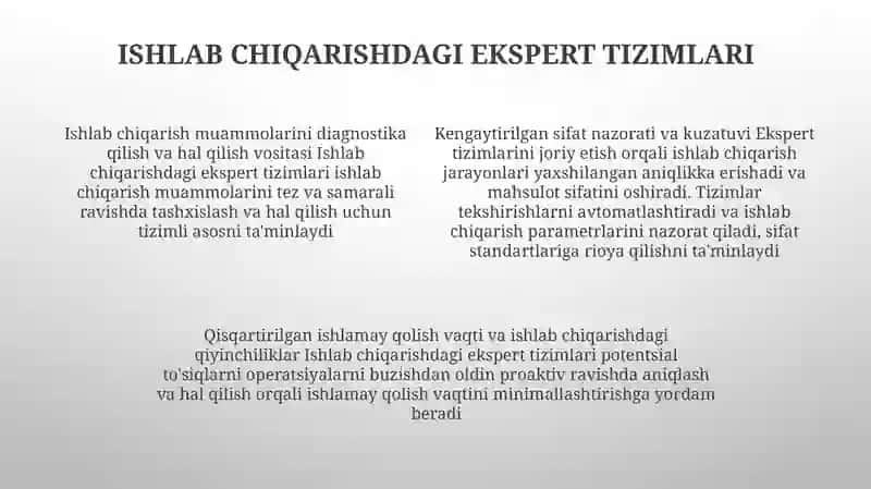 Mahsuliy (Produksiya) Ekspert Tizimi Yaratish. Suniy Intelekt Fanidan 3