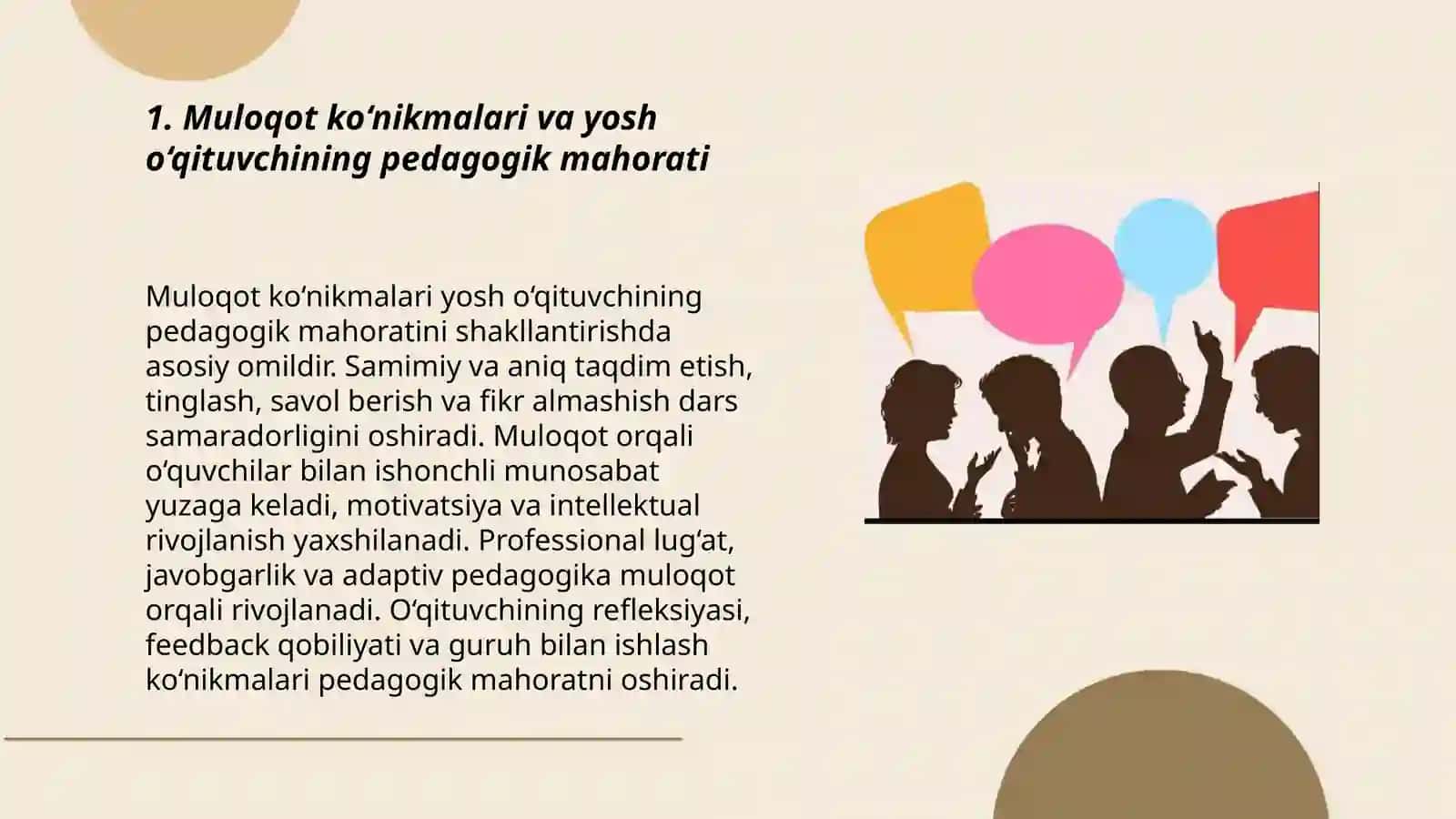 Yosh ôqituvchining pedagogik mahoratini takomillashtirishda muloqotning ahamiyati 3
