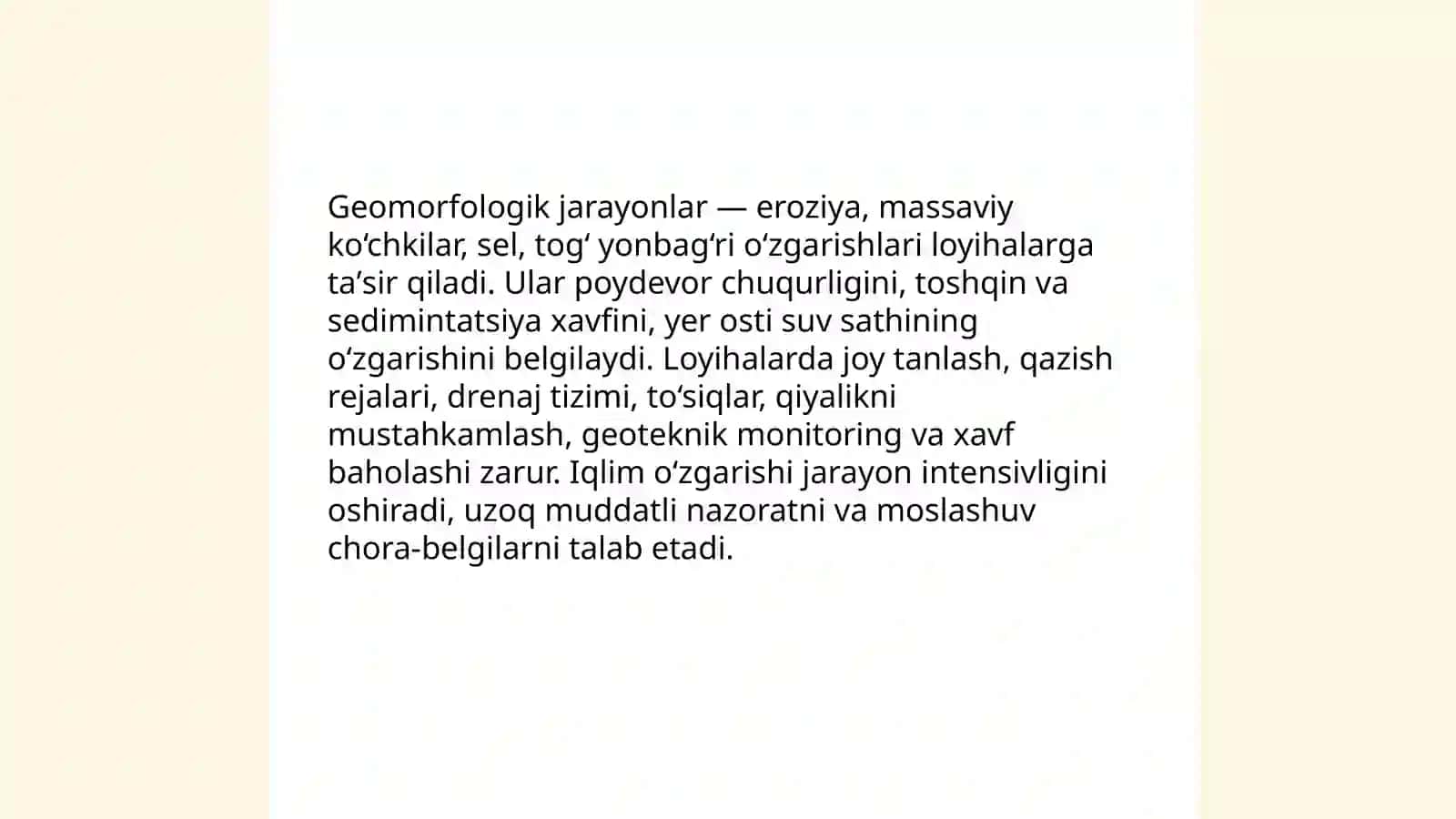 Geotexnika muhandisligi geomorfologiya bilan bogʻliqligi 3