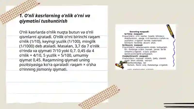 Boshlang’ich sinflar o’nli kasrlar ustida amallar bajarishga o`rgatish 3