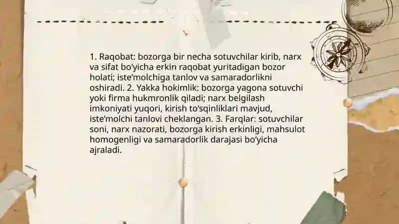 Raqobat va yakka hokimlik 3