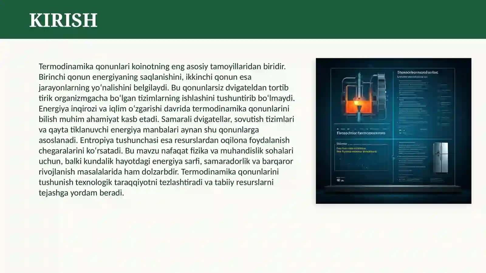 TERMODINAMIKANING I-II QONUNI VA UNING TADBIQLARI 3