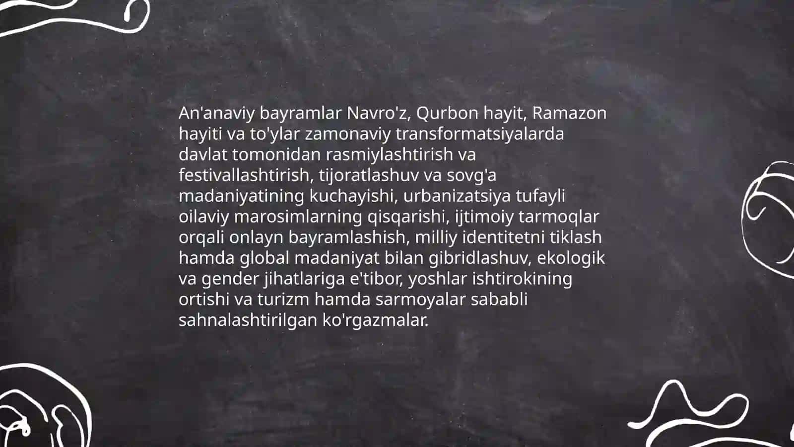 Manaviy madaniyatdagi transformatsiyalar xalqlarning urf-odatlari va marosimlarida roʻy bergan oʻzgarishlar xususida 3