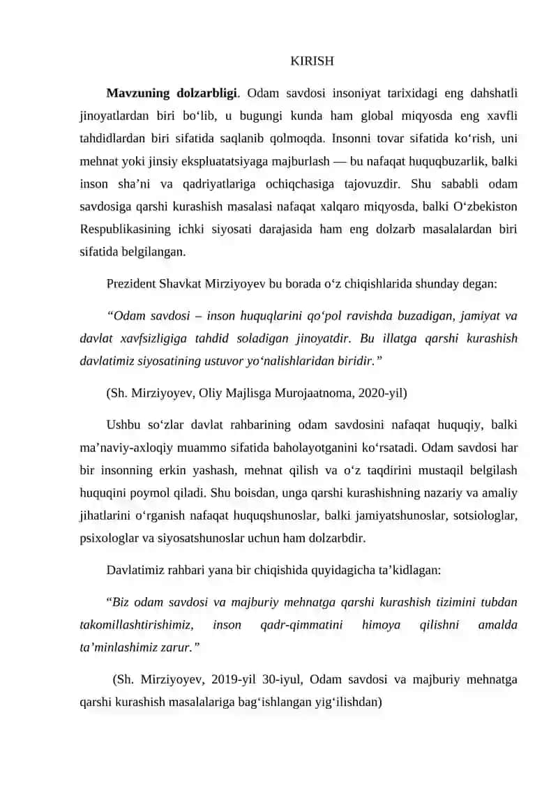 “Odam savdosi uchun jinoiy javobgarlik: nazariya va amaliyot” mavzusidagi 3