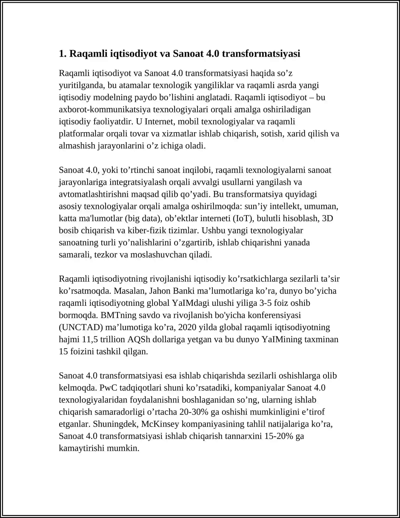Raqamli iqtisodiyot va Sanoat 4.0 transformatsiyasi 3