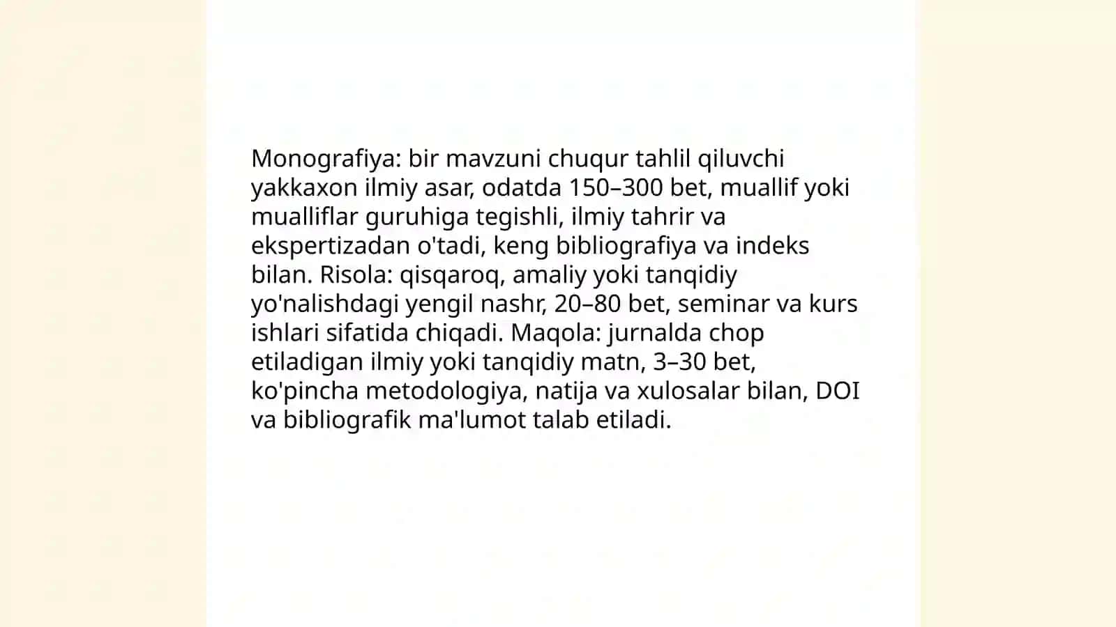 Sa'natshunoslik va sa'natga oid adabiyotlarning nashir etilishi, ularning turlari va xillari, ularni biblografiyalash 3