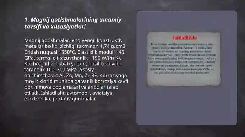 Magniy qotishmalari, markalari va ishlatilish joylari 3