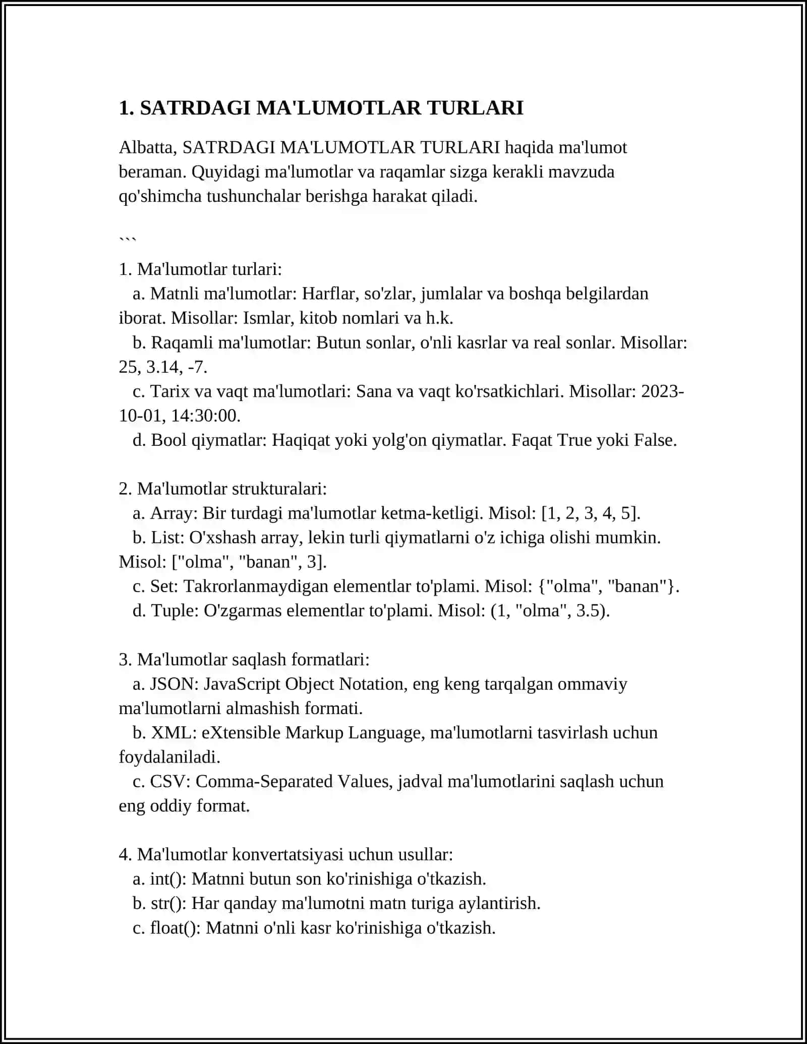 SATRDAGI MA'LUMOTLARNI IZLASH 3