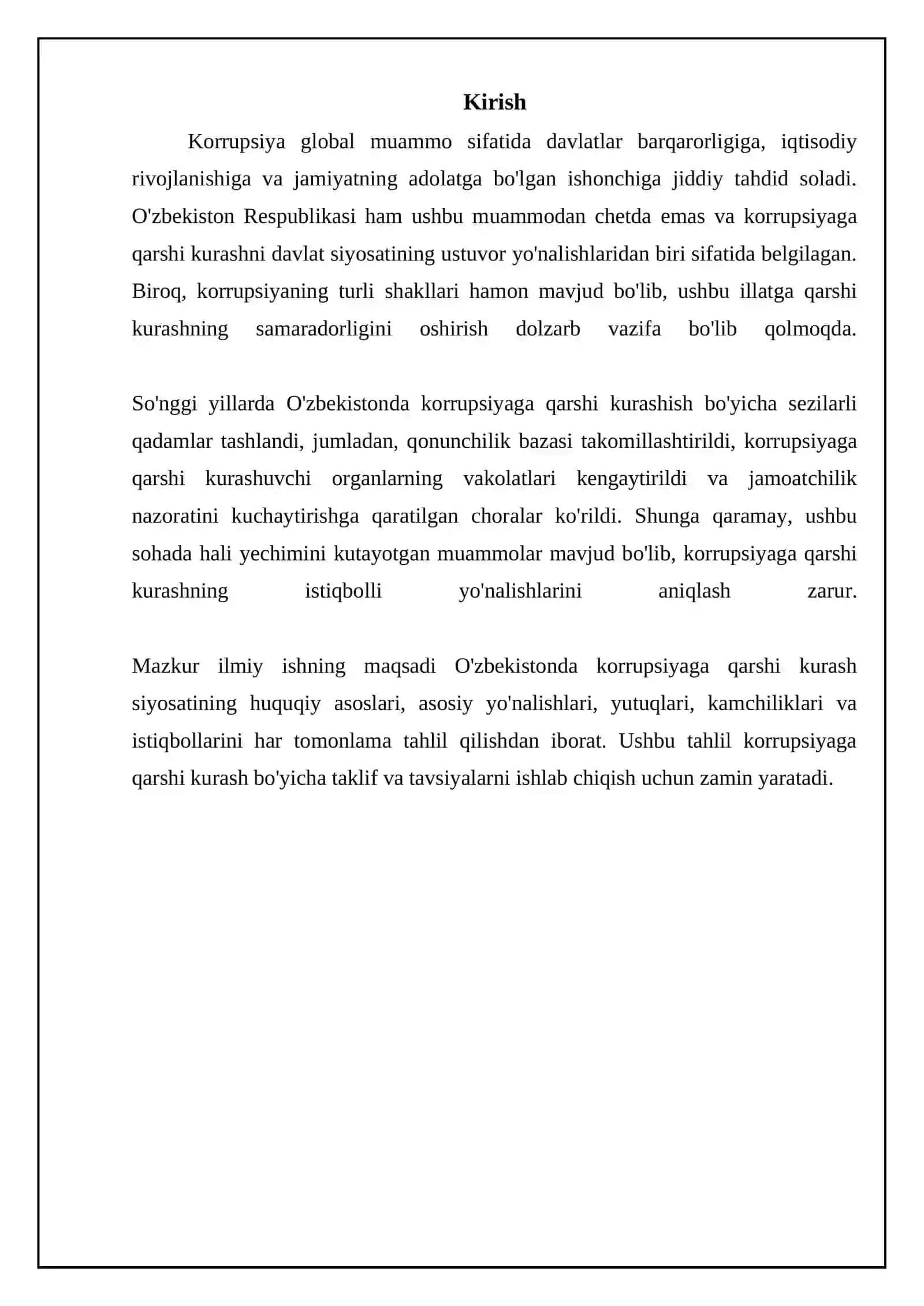 O‘zbеkistonning “Korrupsiyaga qarshi kurash” borasida olib borayotgan siyosati 3