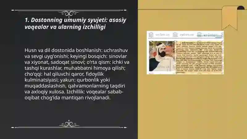 Nishotiyning "Husn va dil"dostoni syujeti va kampasitsiyasi timsollar olami 3