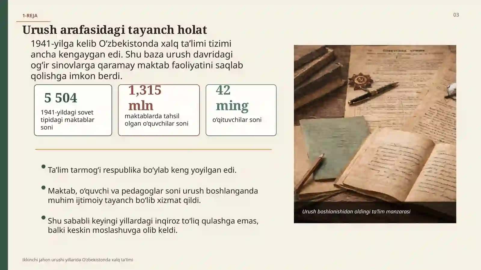 Ikkinchi jahon urushi yillarida Oʻzbekistonda xalq taʼlimi 3