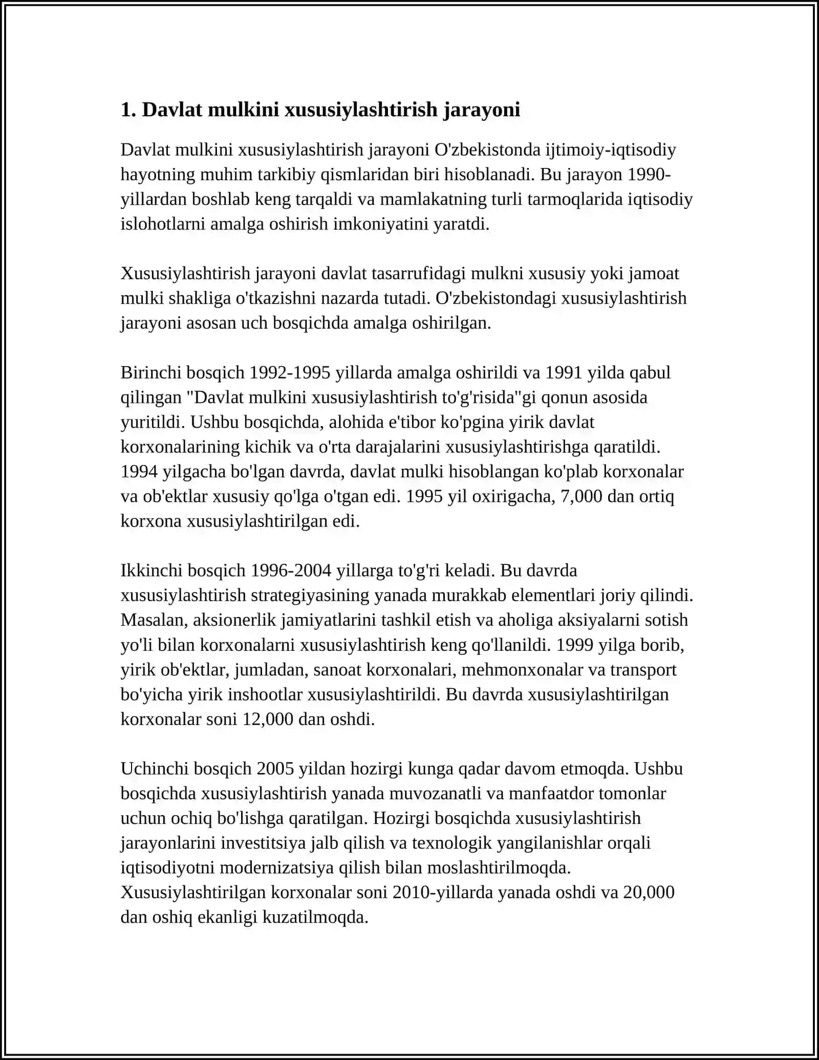 MULKNI DAVLAT TASARRUFIDAN CHIQARISH VA NODAVLAT SHAKLLARIGA O‘TKAZISH JARAYONLARI 3