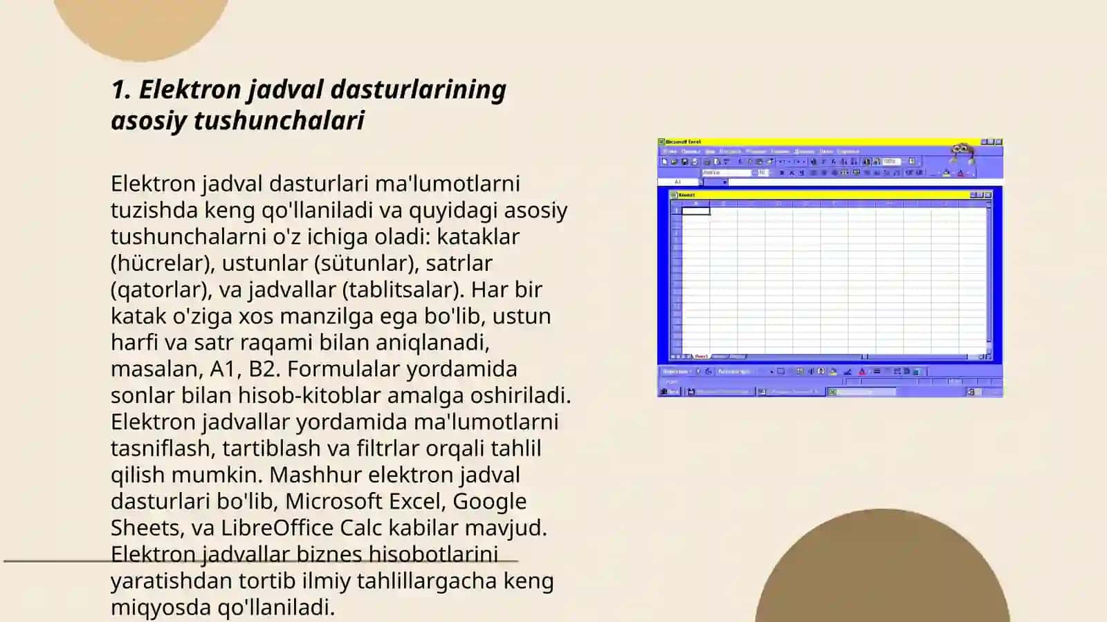 Elektron jadvallar tashkil qilish va yuritish 3