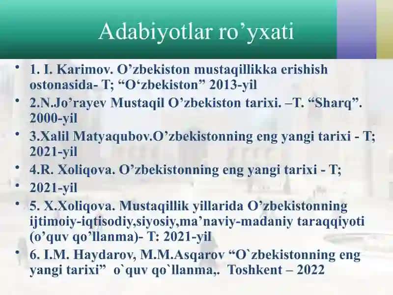 Mustaqillikyillarida O‘zbekistonning ma’naviy va madaniyat tarqqiyoti 3