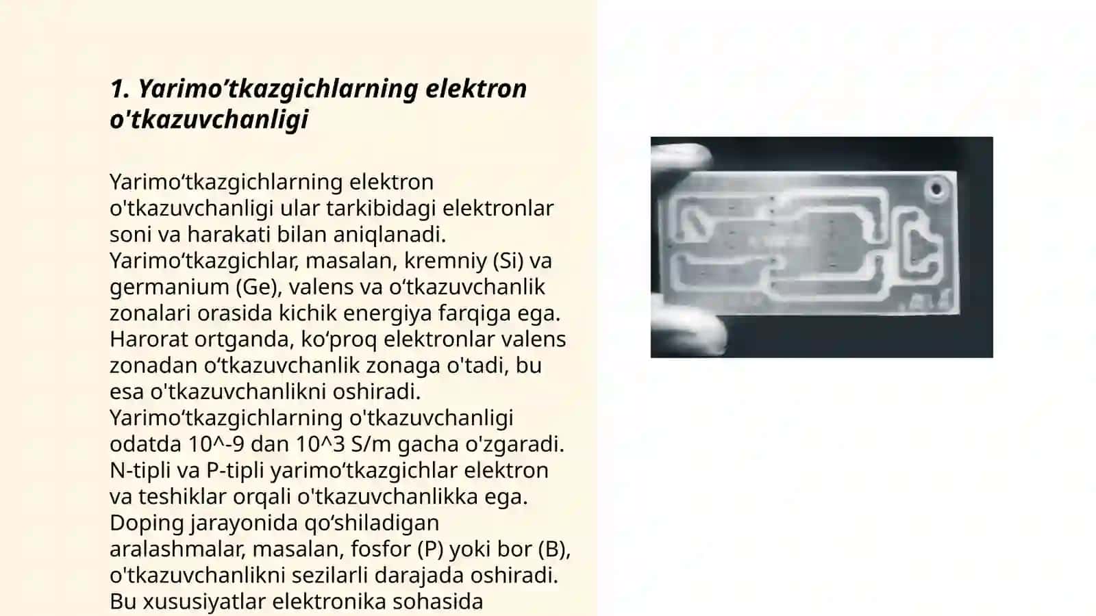 Yarimo’tkazgichlarning elektron o'tkazuvchanligi 3