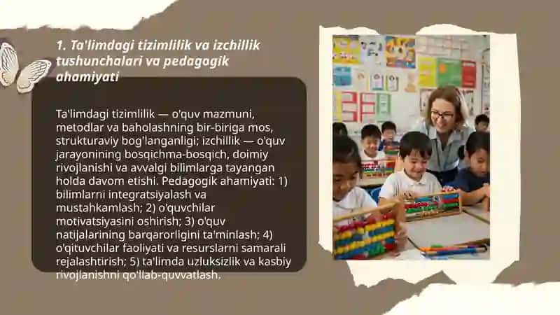 Ta'limning tizimlilik va izchillik prinsplarini amalga oshirish pedagogik qoidalari 3