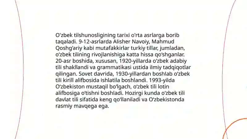 O'zbek tilshunosligining rivojlanishi 3