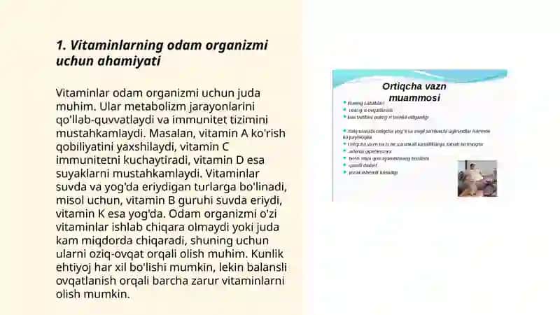 Vitaminlar, ovqatlanish ratsionini rejimi va tartibiga doir masala va mashqlar 3