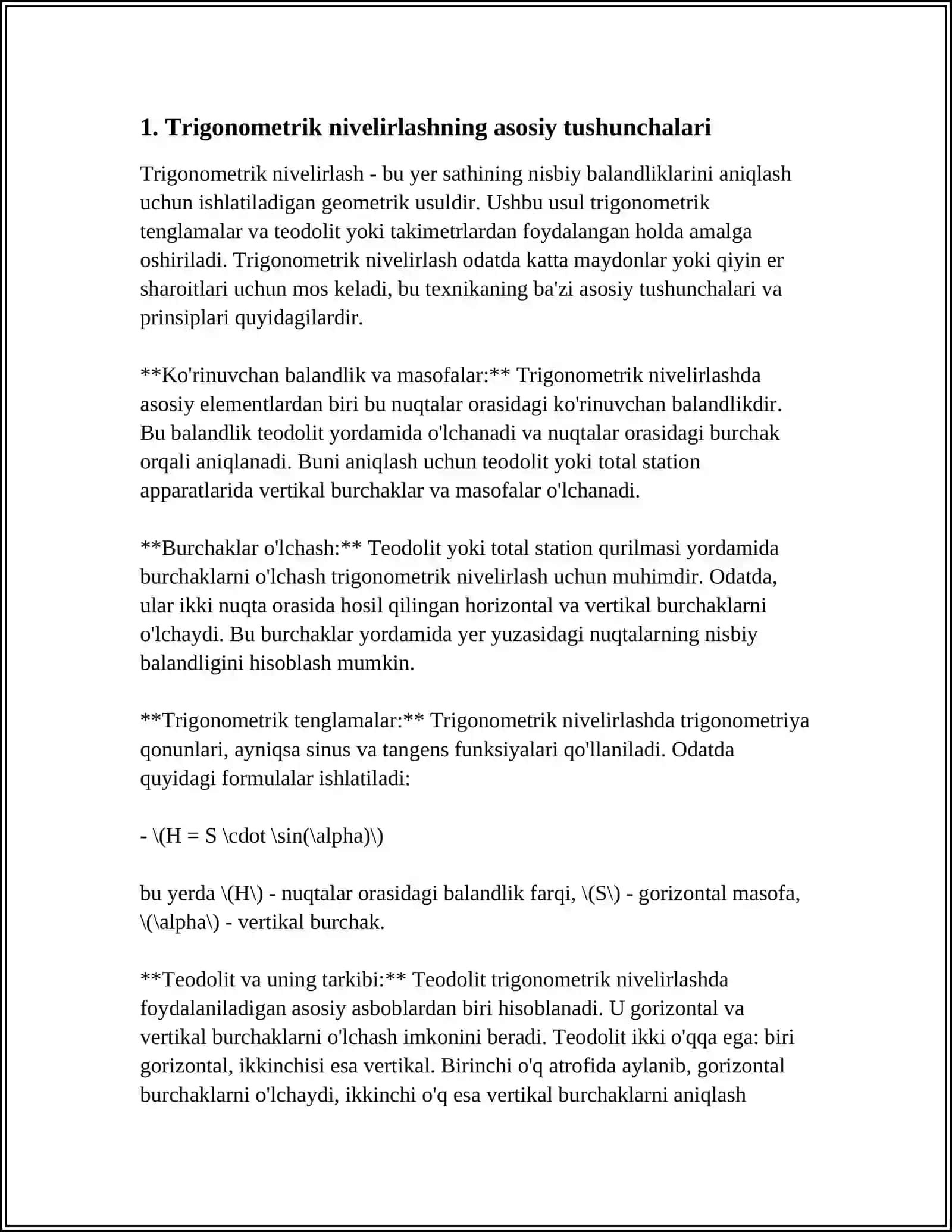 TRIGONOMETRIK NIVELIRLASH VA GEOMETRIK NIVELIRLASH ISHLARI 3