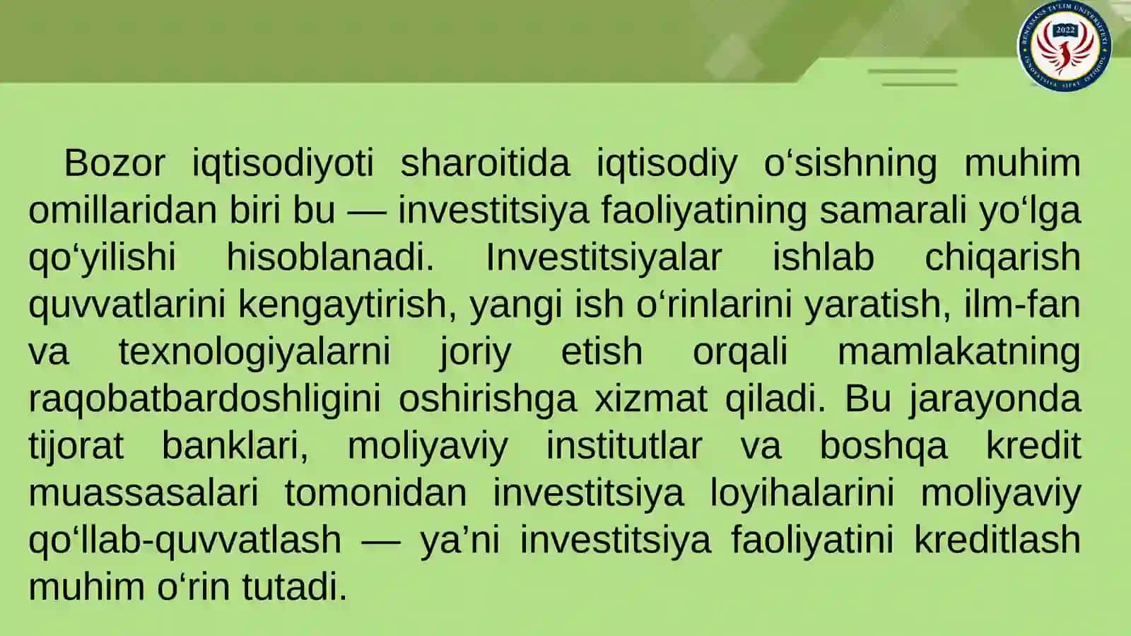 Investitsiya faoliyatini kreditlash 3
