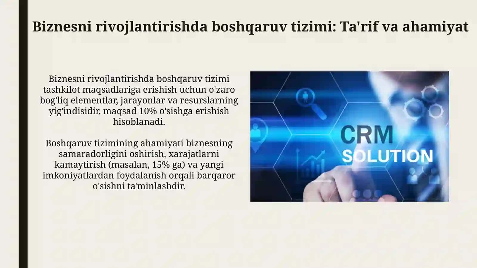 Biznesni rivojlantirishda boshqaruv tizimi 3