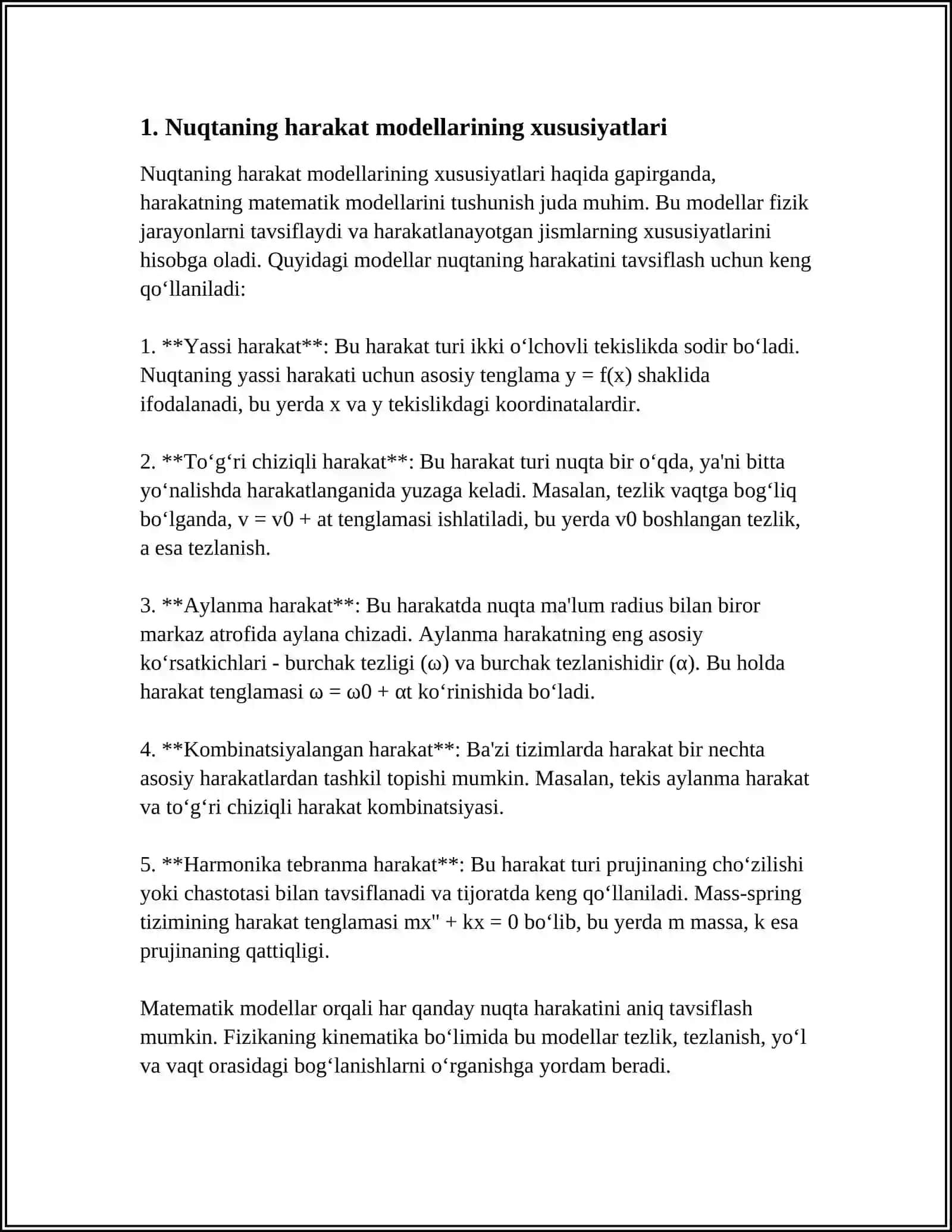 NUQTANING HARAKAT DIFFERENTSIAL TENGLAMALARI 3