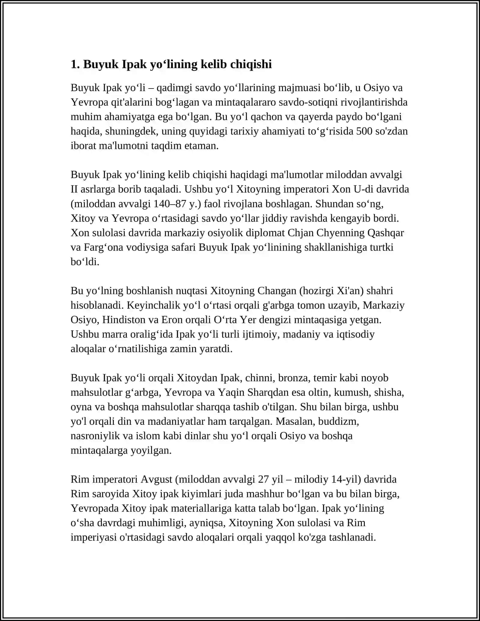 BUYUK IPAK YO’LINING SHAKLLANISH TARIXI 3