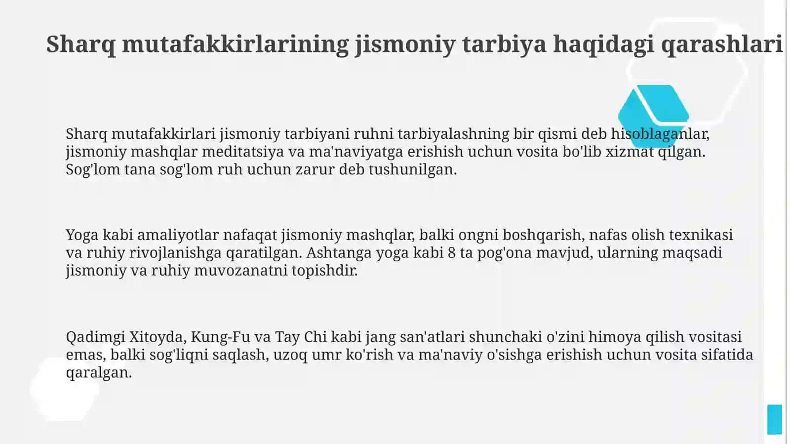 Sharq mutafakkirlarining jismoniy tarbiya haqidagi qarashlari 3