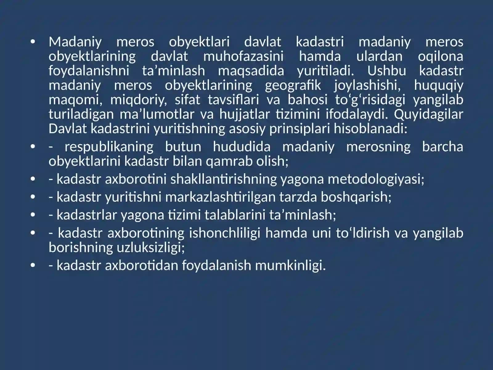 MADANIY MEROS OBYEKTLARI DAVLAT KADASTRI 3