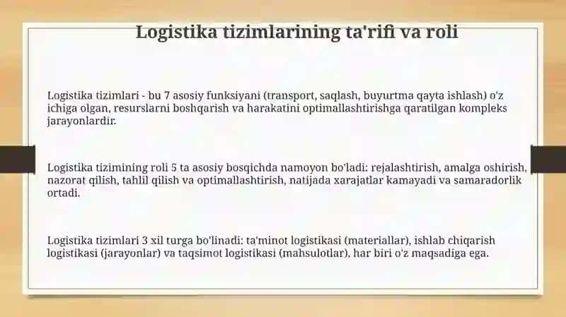 Avtomobil transportida logistika tizimlari va ularning samaradorligi 3