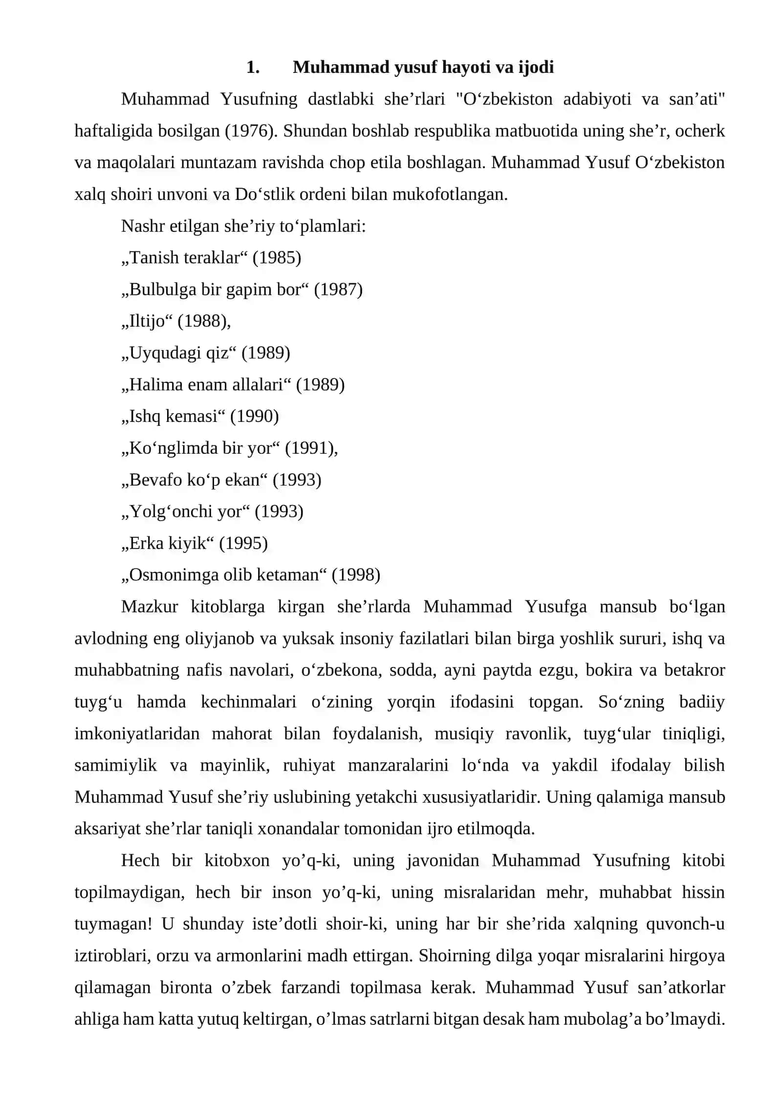 Muhammad Yusuf hayoti va ijodi 3