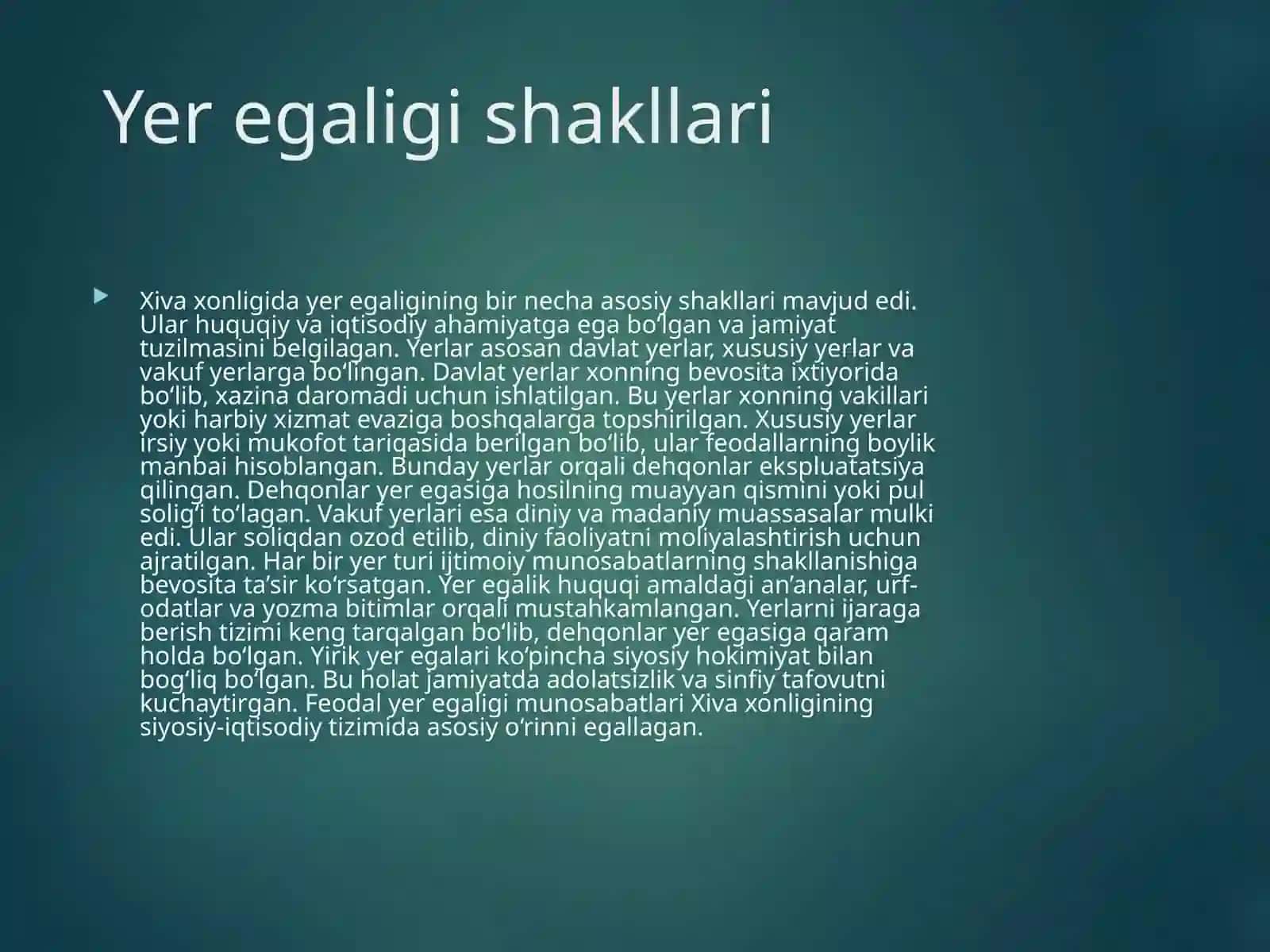 Xiva xonligida feodal yer egaligi va davlat tuzilishi 3