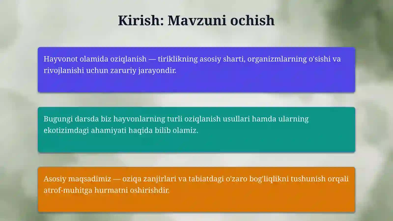 📌 Mavzuni kiriting (4-sinflar uchun Hayvonlarning oziqlanishi 3