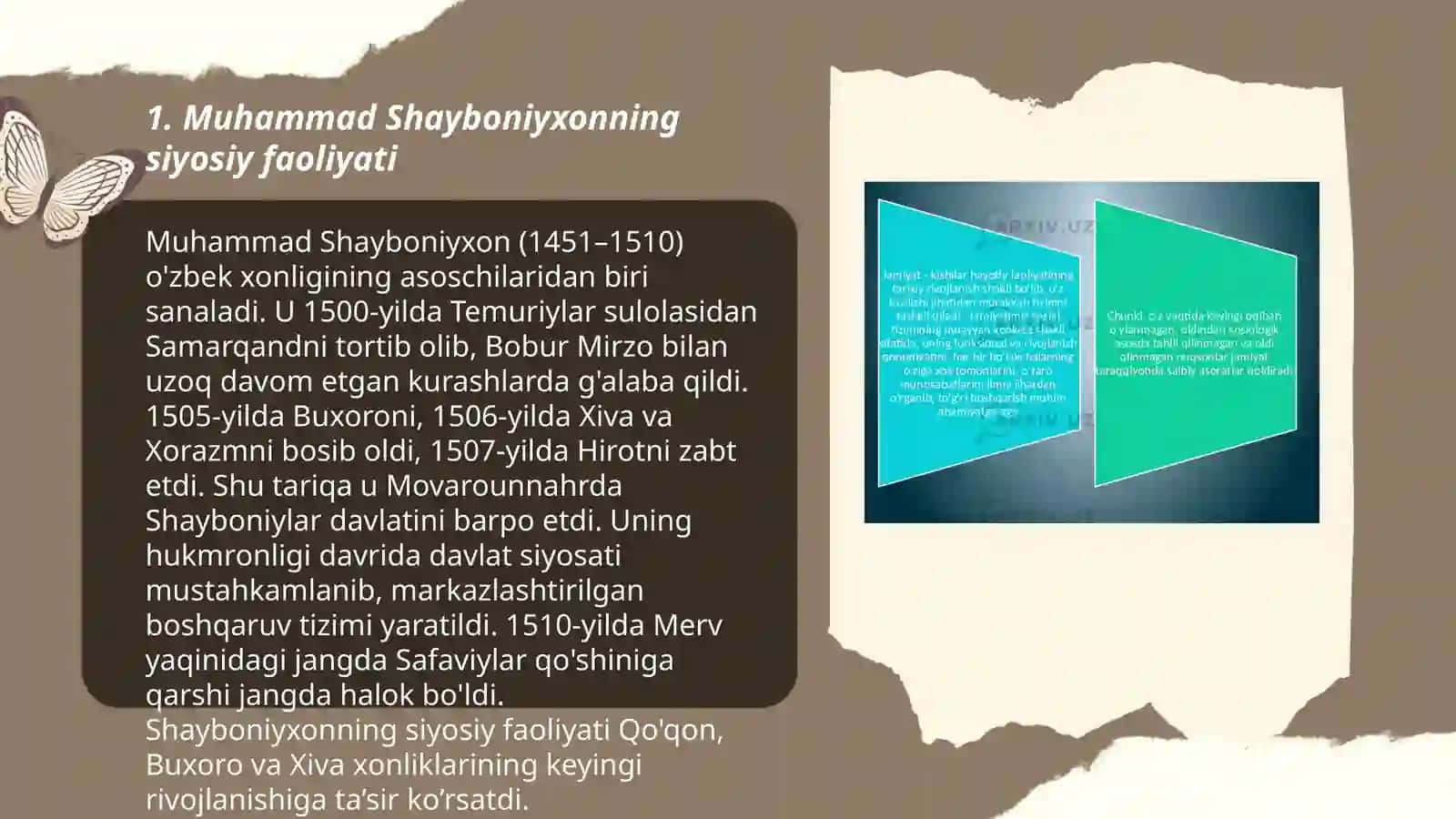 Muhammad Shayboniyxon va uning siyosiy,iqtisodiy,madaniy sohalardagi faoliyati 3