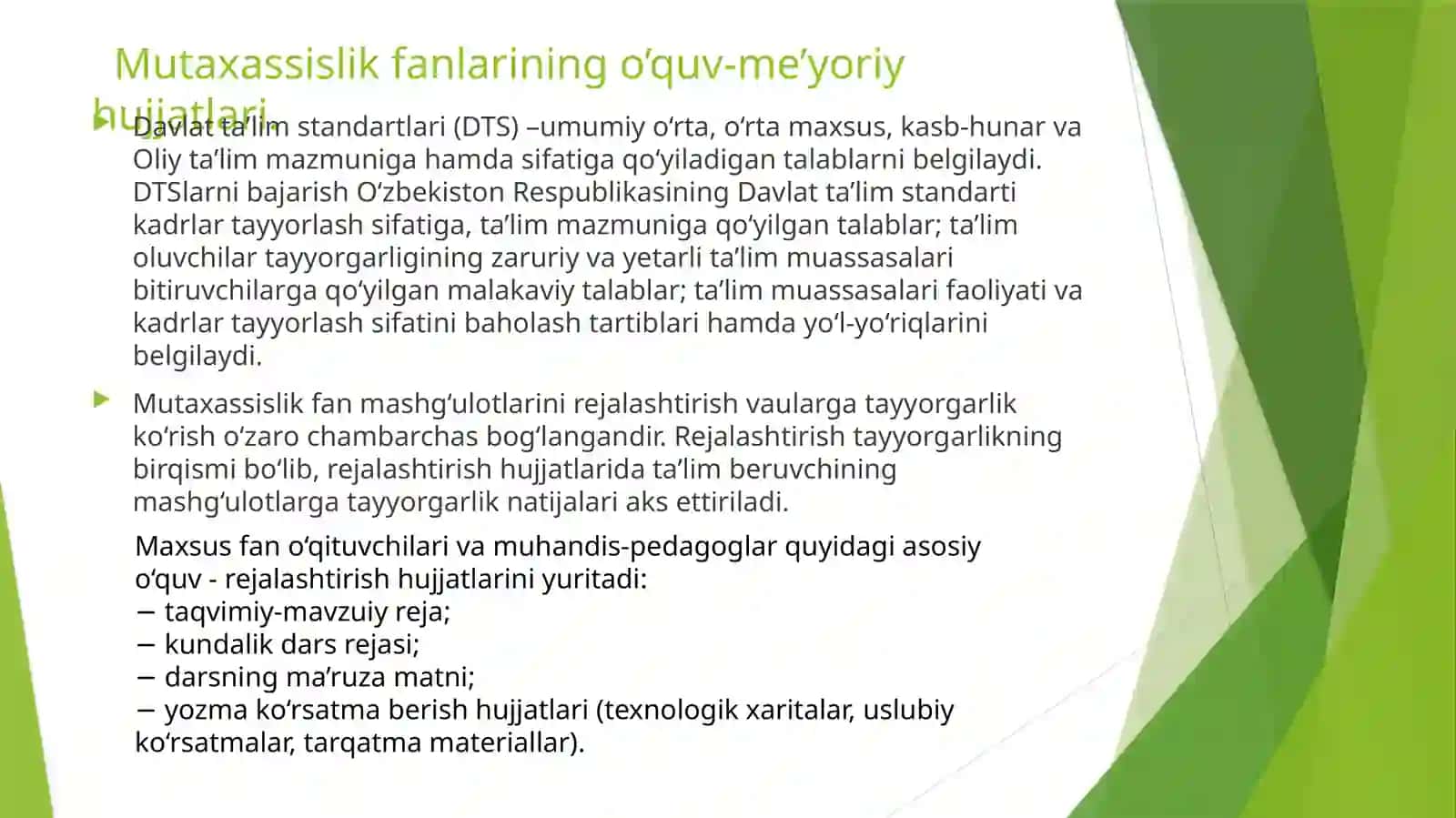 Mutaxassislik fanlari o’quv-me’yoriy hujjatlari va metodik ishlar 3