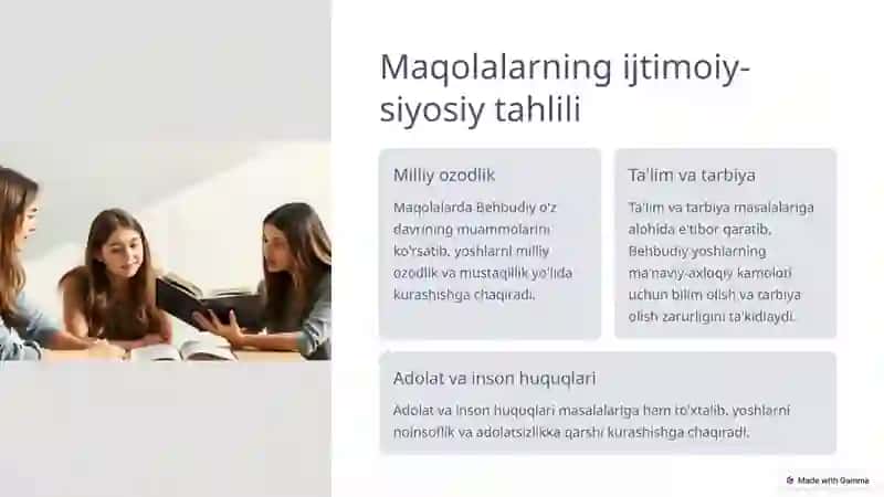 M.Behbudiyning "Yoshlarga murojaat" va "Muhtaram yoshlarga murojaat" maqolalari 3