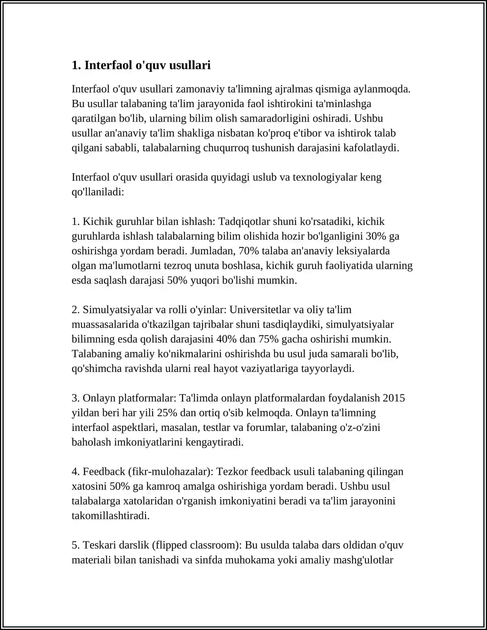 XORIJIY TIL DARSLARIDA YANGI PEDAGOGIK TEXNOLOGIYALARDAN FOYDALANISH 3