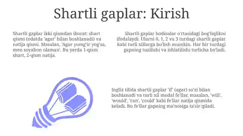 Shartli gaplar: Turlari va tuzilishi 3
