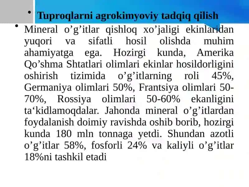 TUPROQLARNI AGROKIMYOVIY VA RADIOLOGIK TADQIQ QILISH 3