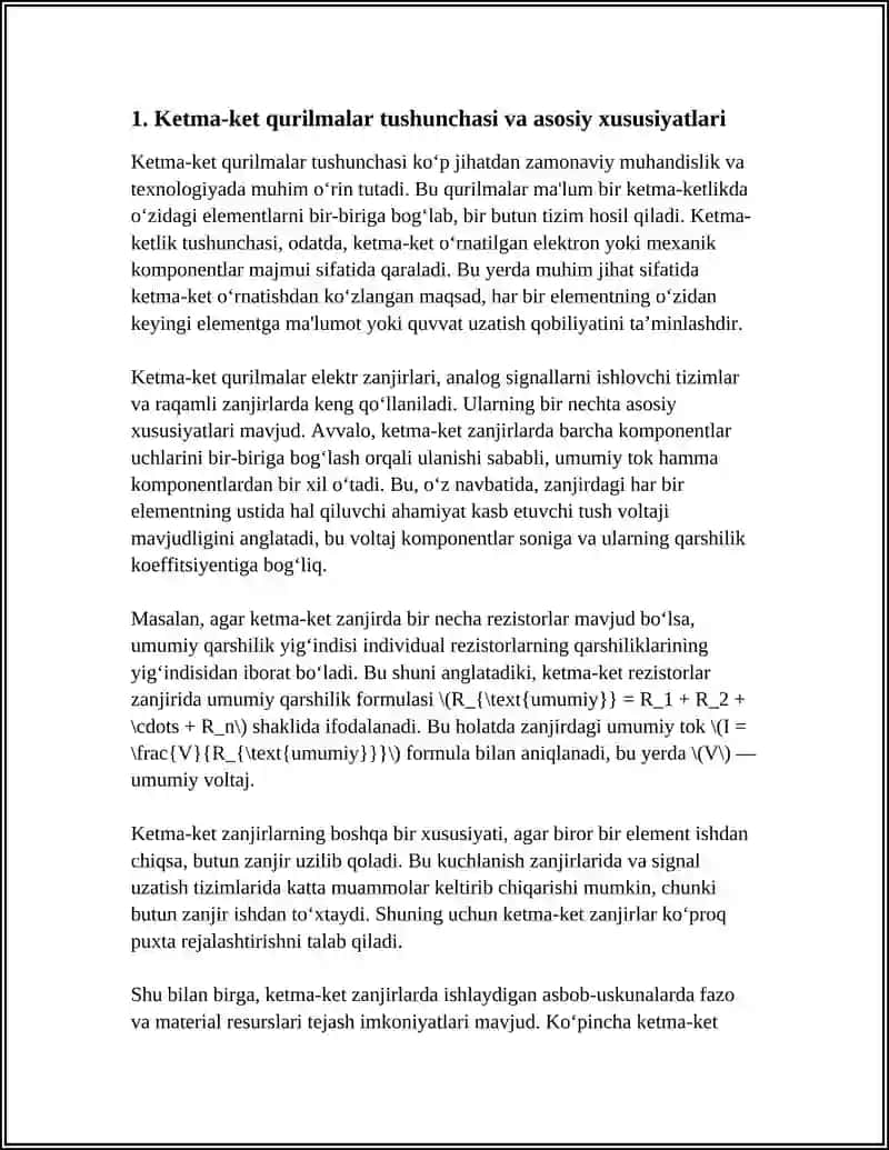 KETMA-KET QURILMALARNING VAZIFALARI VA PARAMETRLARI 3