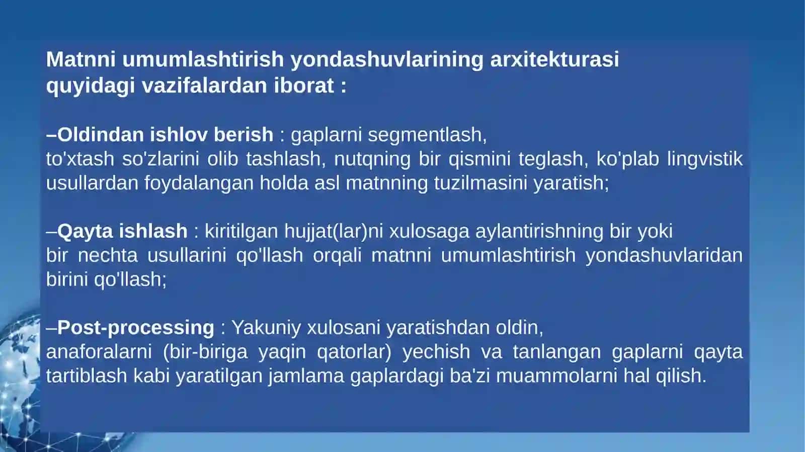 MATNNI UMUMLASHTIRISH 3