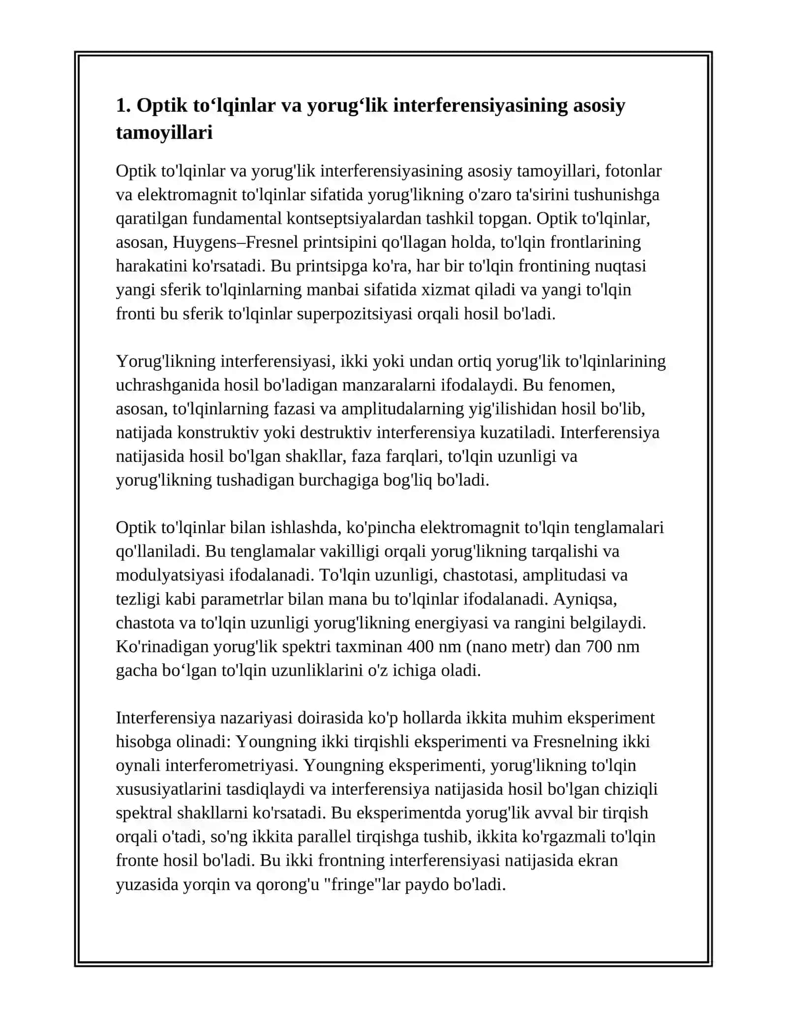TULQIN OPTIKASI.YORUGʻLIK INTERFERENSIYASI 3
