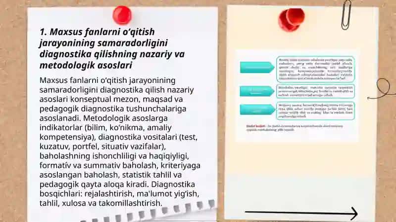 Maxsus fanlarni oʻqitish jarayoni samaradorligining diagnostikasi 3