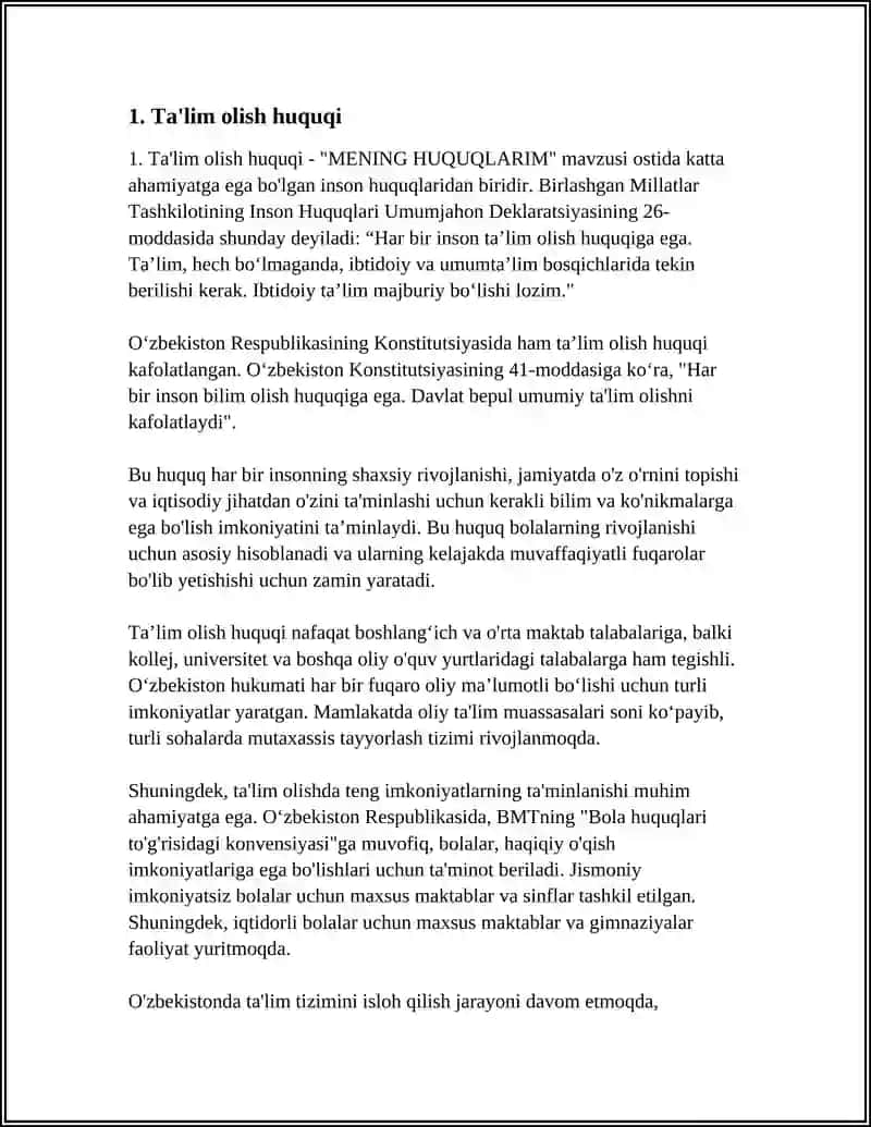 MENING HUQUQLARIM 3