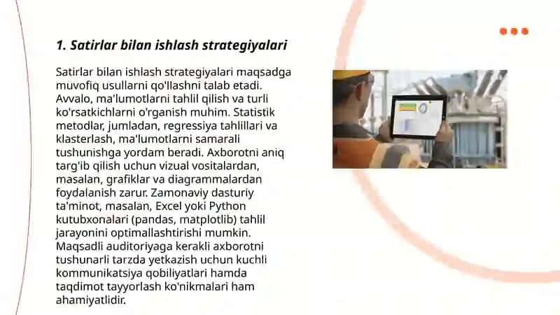 Satirlar bilan ishlash strategiyalari 3