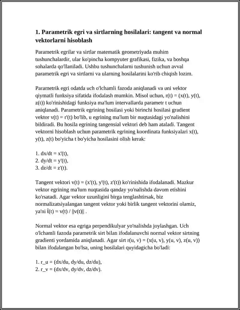 KOMPYUTER GRAFIKASIDA DIFFERENSIAL HISOB TATBIQLARI 3