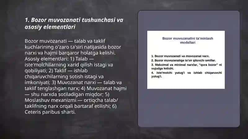 Bozor muvozanati va muvozabatli narx 3