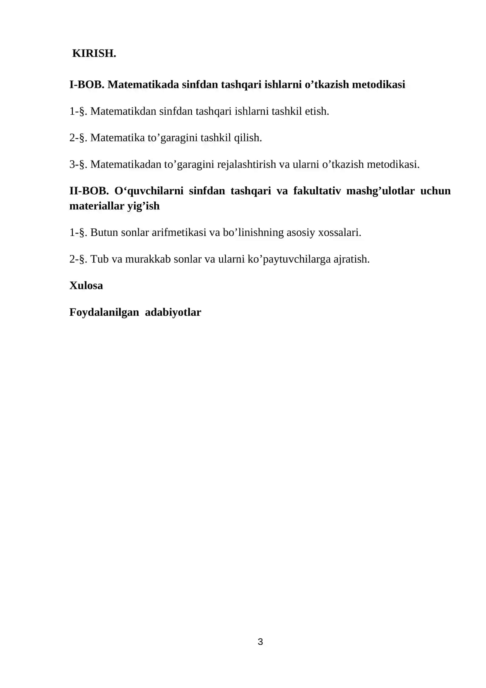 Matematikada sinfdan tashqari ishlarni o’tkazish metodikasi 3