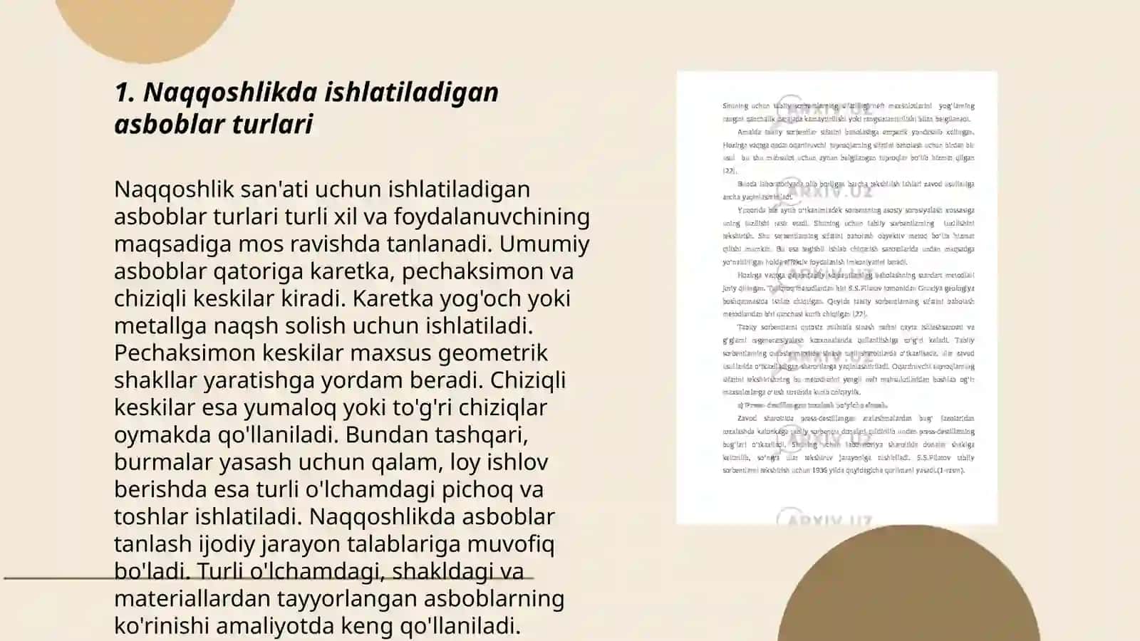 Naqqoshlikda ishlatiladigan o'lchov asboblarini o'rganish 3